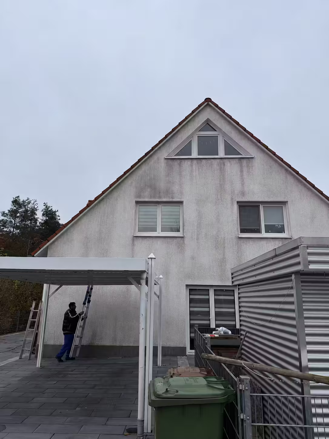 Fassade vor der Reinigung mit sichtbaren Verschmutzungen